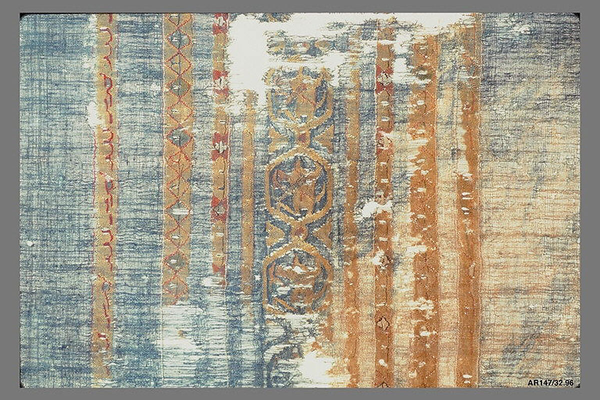 Part of a Garment, Linen, silk; plain weave, tapestry weave