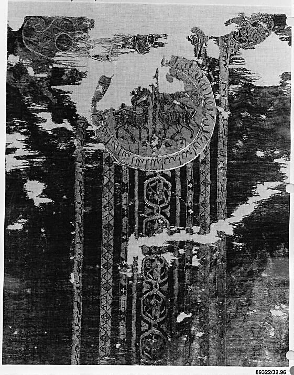 Part of a Garment, Linen, silk; plain weave, tapestry weave