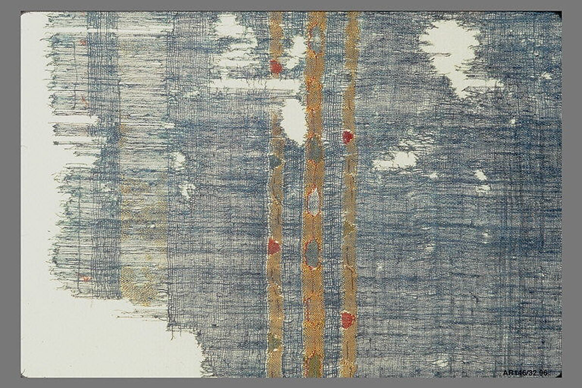 Part of a Garment, Linen, silk; plain weave, tapestry weave