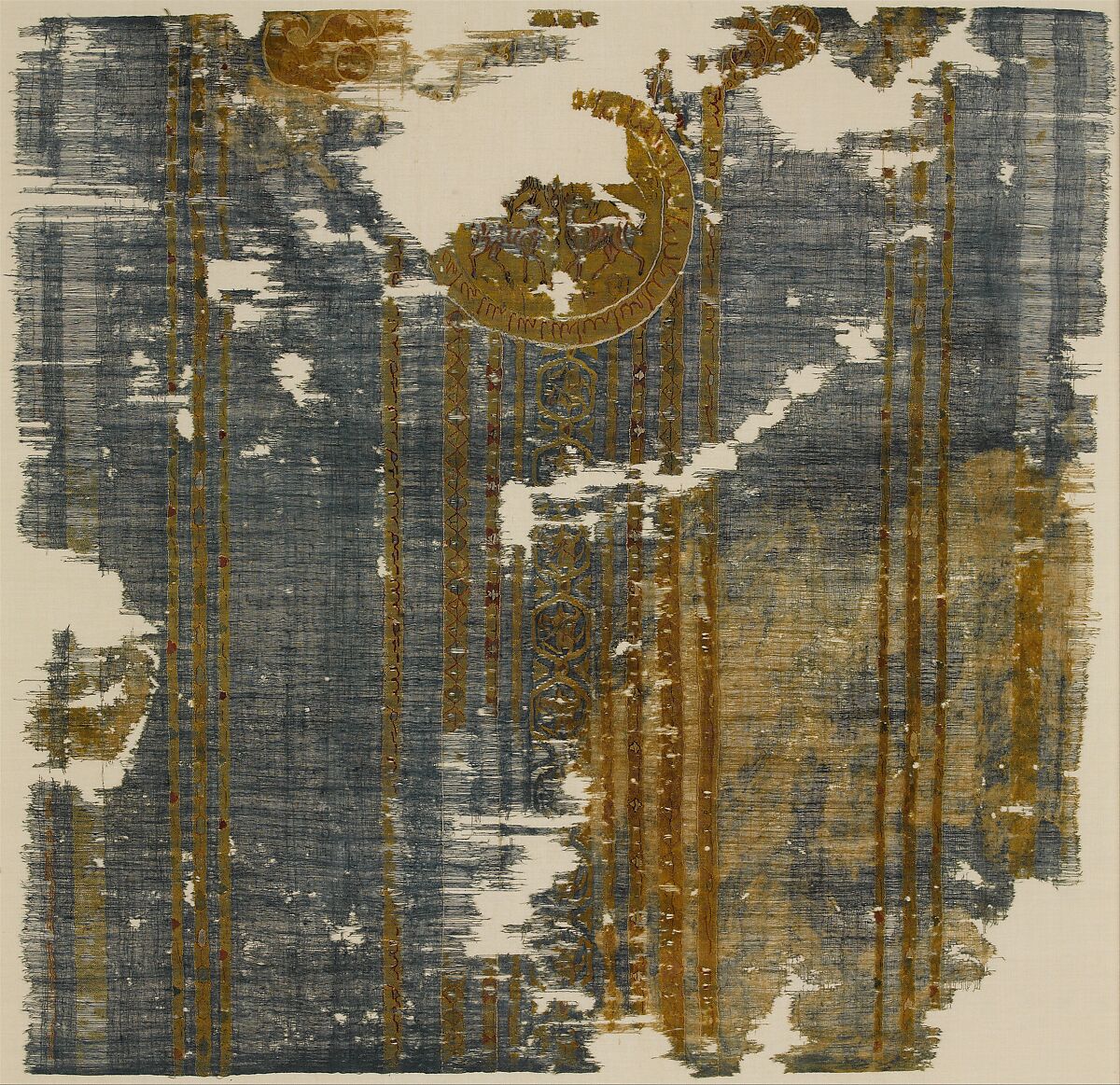 Part of a Garment, Linen, silk; plain weave, tapestry weave 