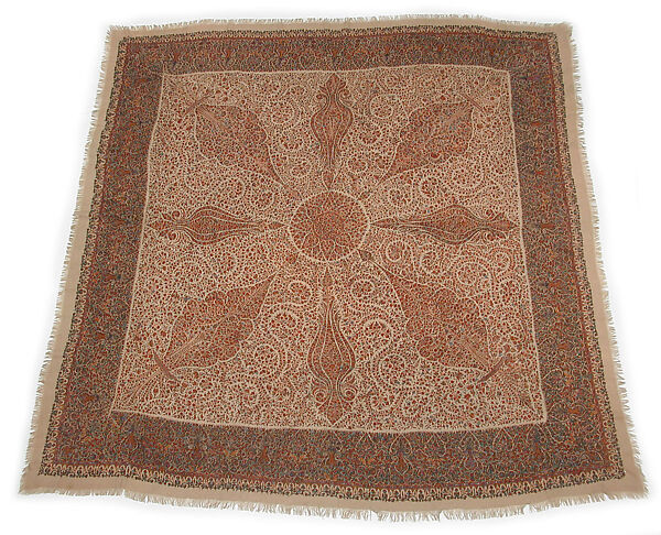 Shawl, Wool; embroidered