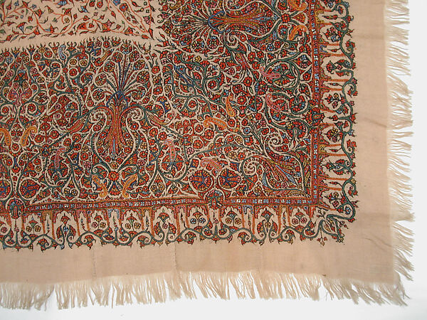 Shawl, Wool; embroidered