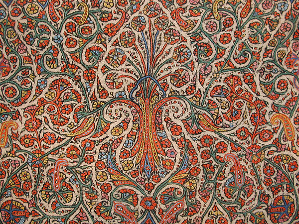 Shawl, Wool; embroidered