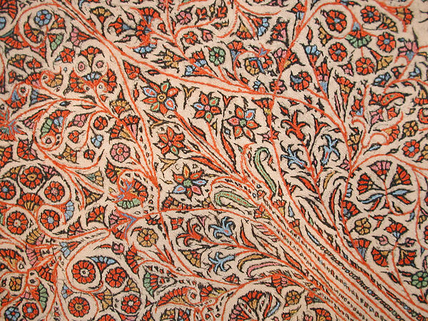 Shawl, Wool; embroidered