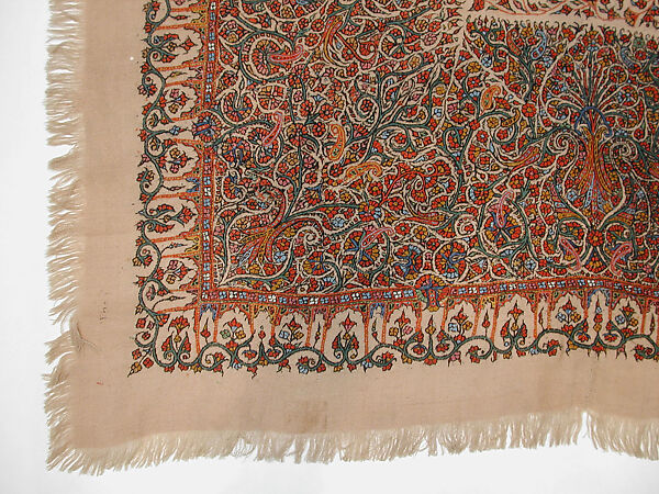 Shawl, Wool; embroidered
