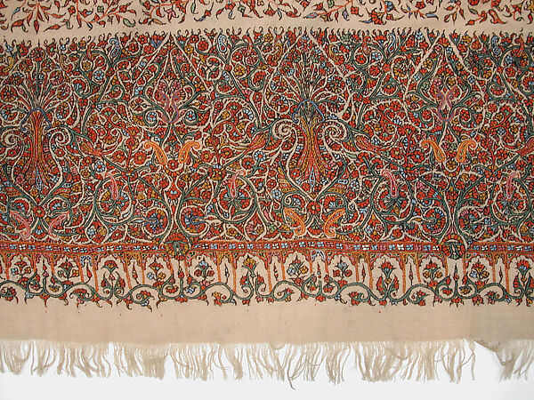 Shawl, Wool; embroidered