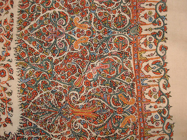 Shawl, Wool; embroidered