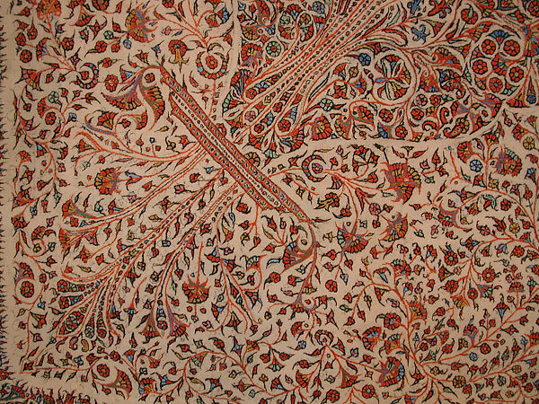Shawl, Wool; embroidered