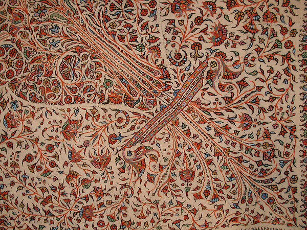 Shawl, Wool; embroidered
