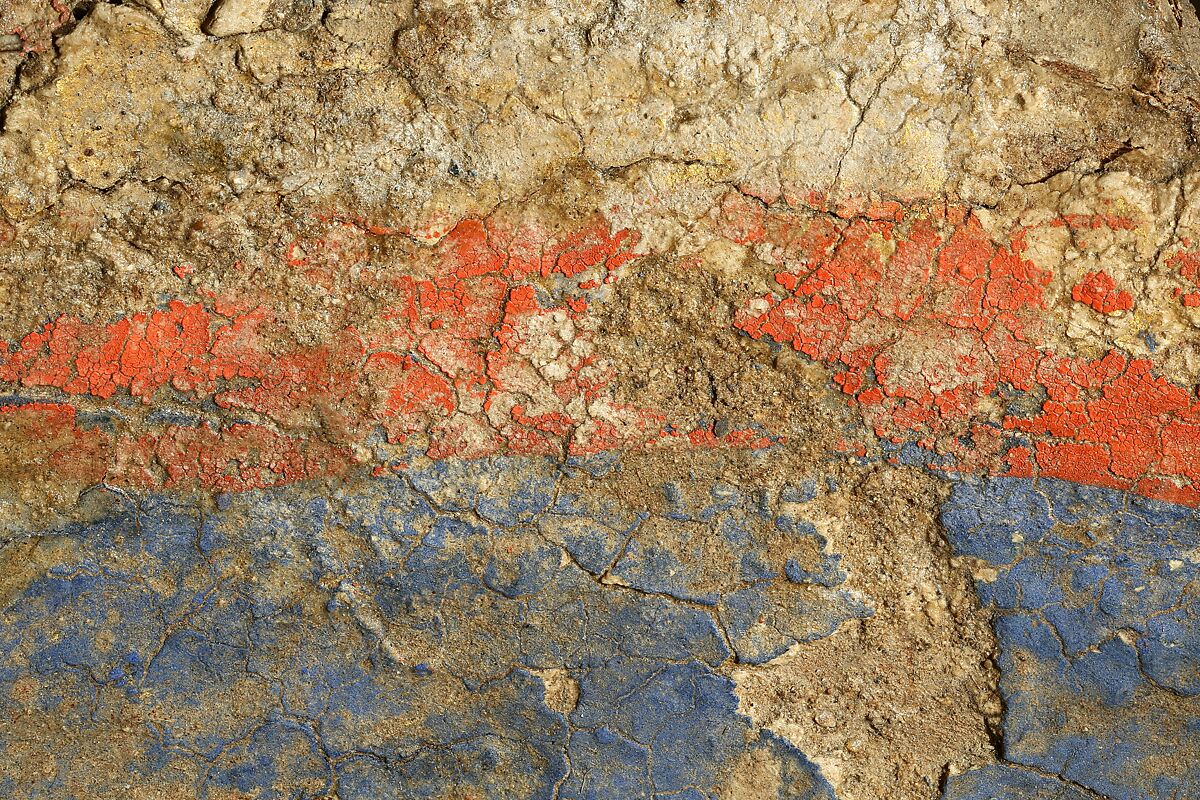 Panel Carved in the "Beveled Style" with Remains of Later Polychromy, Wood (black pine); carved, painted, and gilded