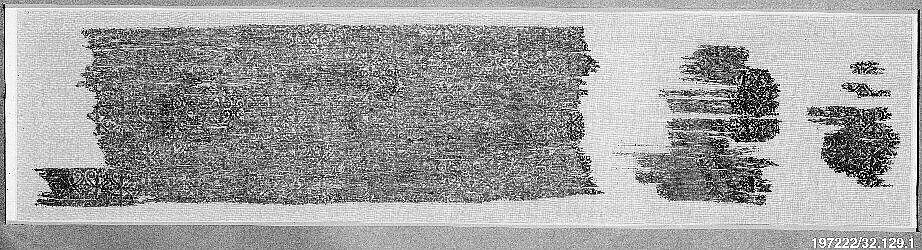 Textile Printed in Gold, Linen, cotton, rabbit fur; plain weave, printed