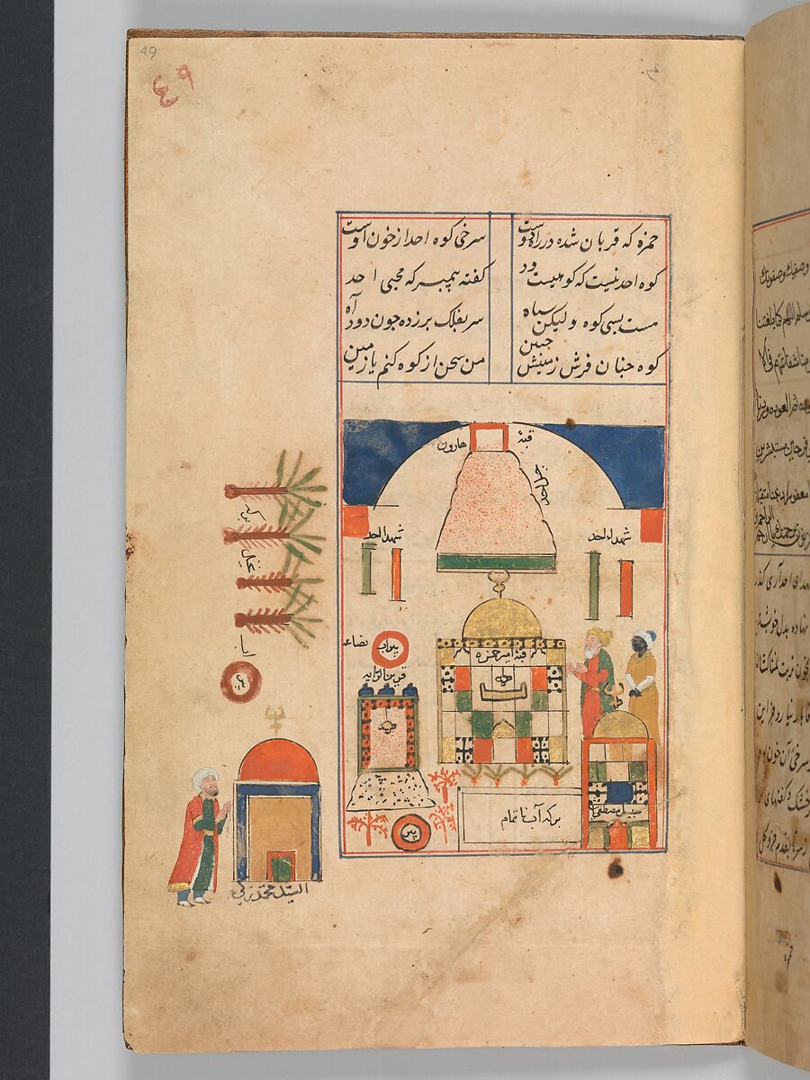 Futuh al-Haramain (Description of the Holy Cities), Muhi al-Din Lari (Iranian or Indian, died 1521 or 1526/27), Main support: Ink, opaque watercolor, and gold on paper
Binding: Leather