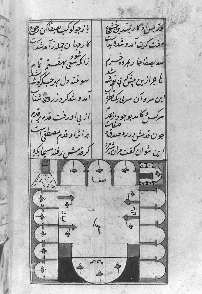 Futuh al-Haramain (Description of the Holy Cities), Muhi al-Din Lari (Iranian or Indian, died 1521 or 1526/27), Main support: Ink, opaque watercolor, and gold on paper
Binding: Leather