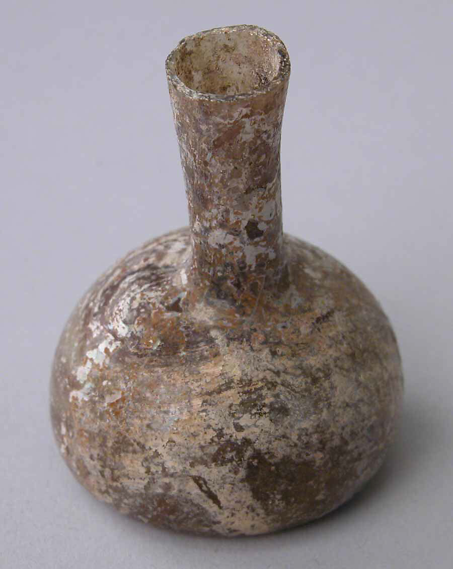 Bottle, Glass; blown, tooled on the pontil 