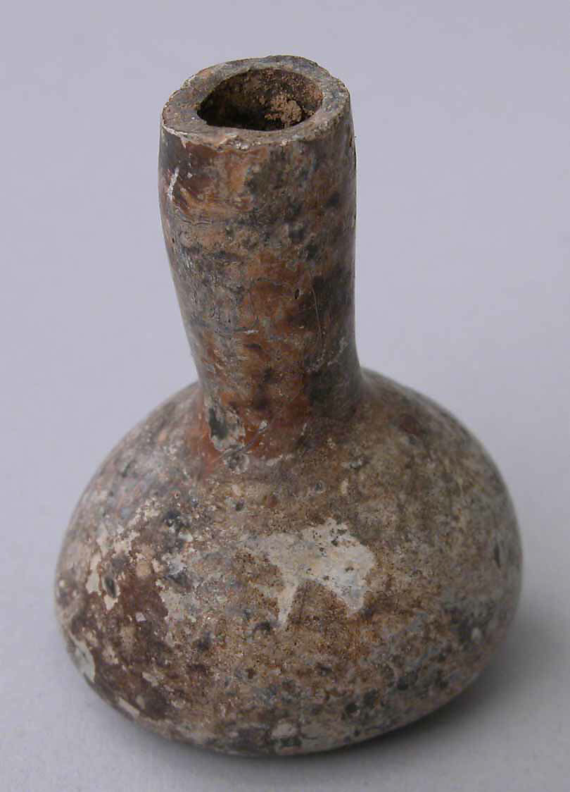 Bottle, Glass; blown, tooled on the pontil 