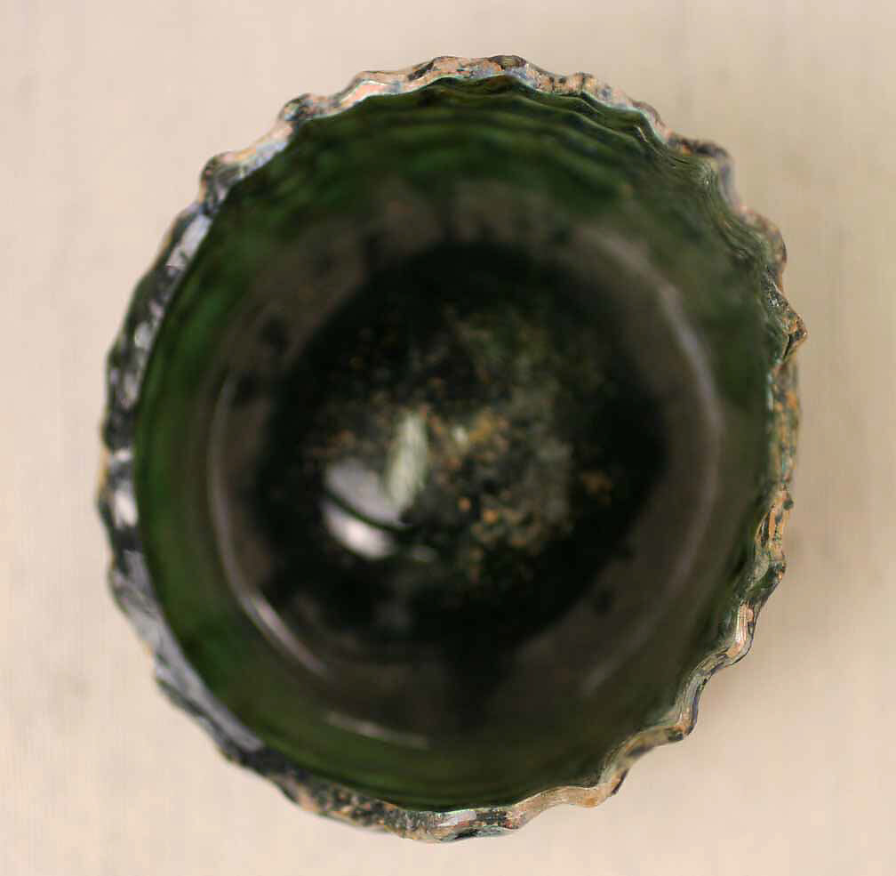 Fragment of a Bottle, Glass; mold blown, tooled on the pontil