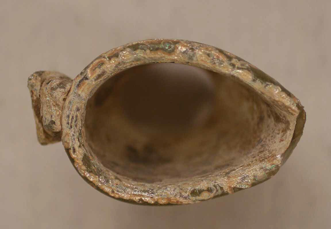 Fragment of an Ewer, Glass; blown, applied; tooled