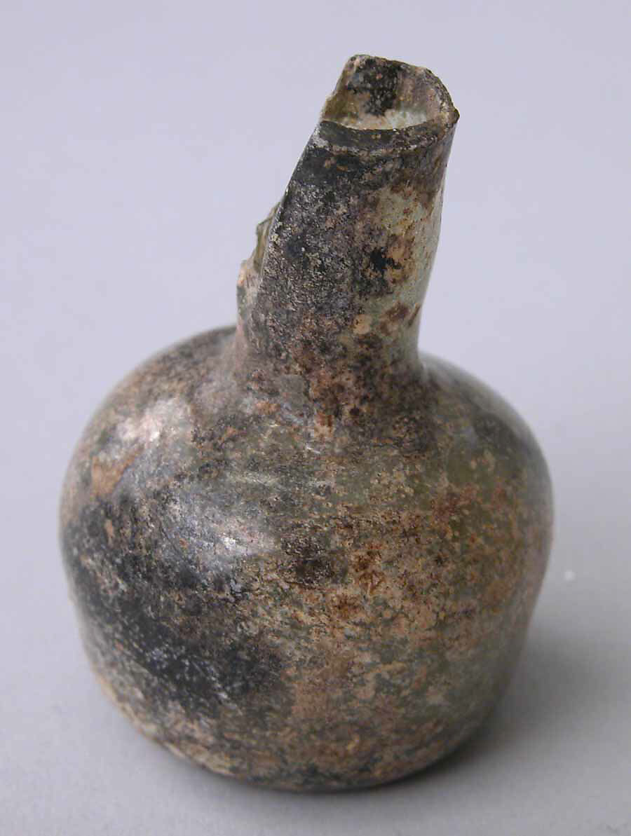Bottle, Glass; blown, tooled on the pontil 