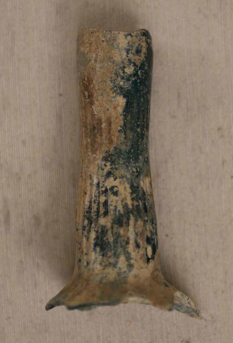 Fragment of a Bottle, Glass; blown and tooled 