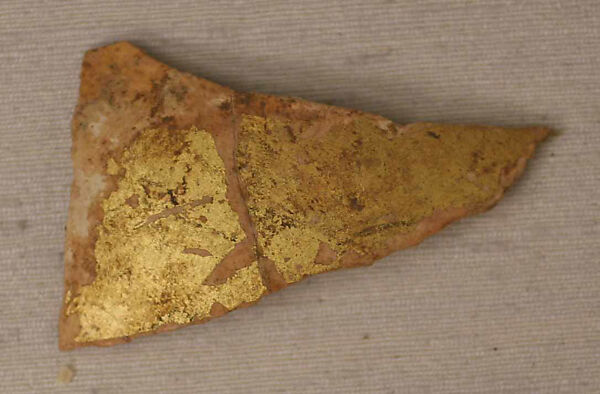Fragment of a Gilded Vessel, Earthenware; gilded 