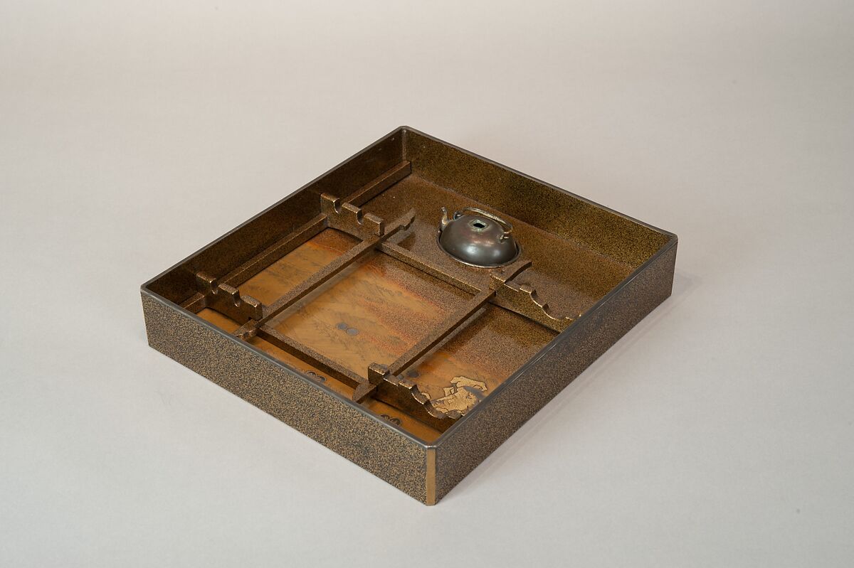 Writing Box with Warbler in Plum Tree, Lacquered wood with gold and silver takamaki-e, hiramaki-e, togidashimaki-e on nashiji ground, Japan