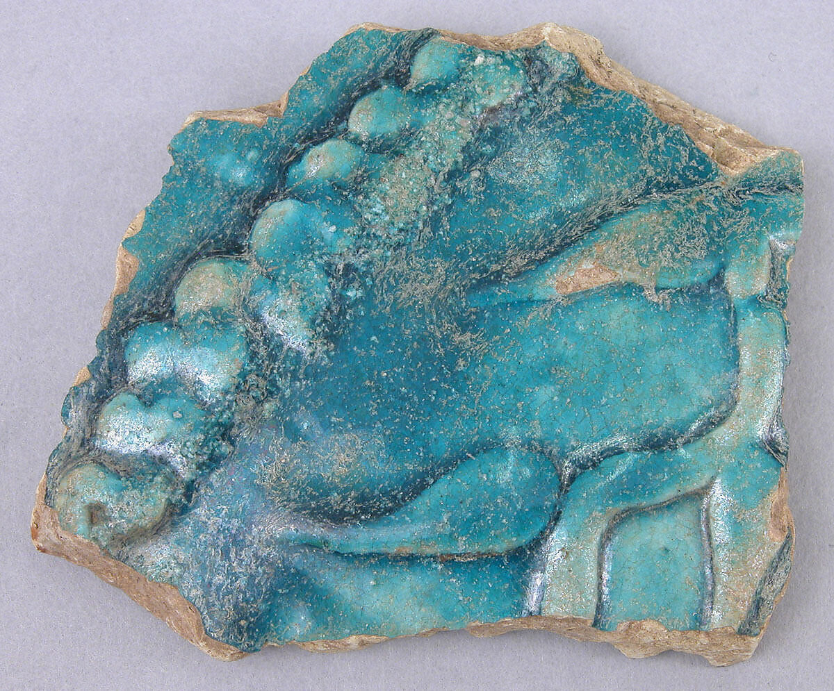 Fragment of a Closed Vessel, Earthenware; glazed and applied  