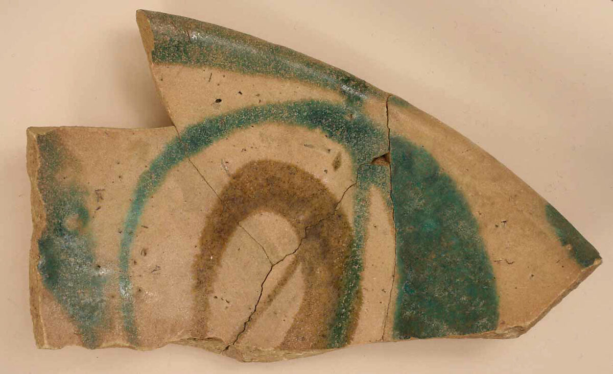 Ceramic Fragment, Earthenware; polychrome painted on opaque white glaze 