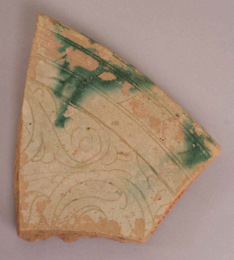 Fragment, Earthenware; incised and glazed 