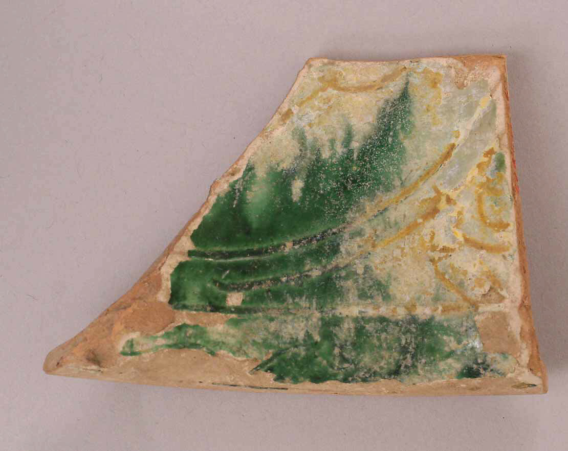 Fragment, Earthenware; incised and glazed 