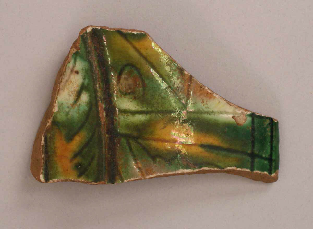 Fragment, Earthenware; incised and glazed 