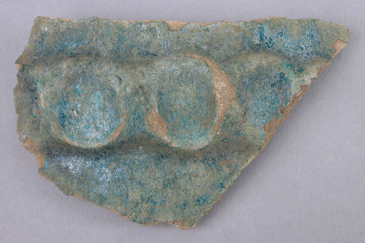 Fragment of a Closed Vessel, Earthenware; glazed, applied, and impressed 