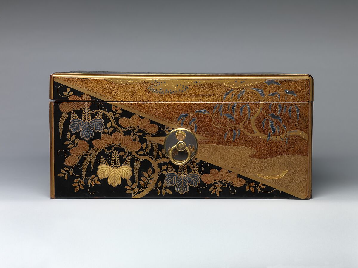 Stationery Box in Kōdaiji style, Gold- and silver-foil inlay, gold maki-e, on lacquered wood, Japan