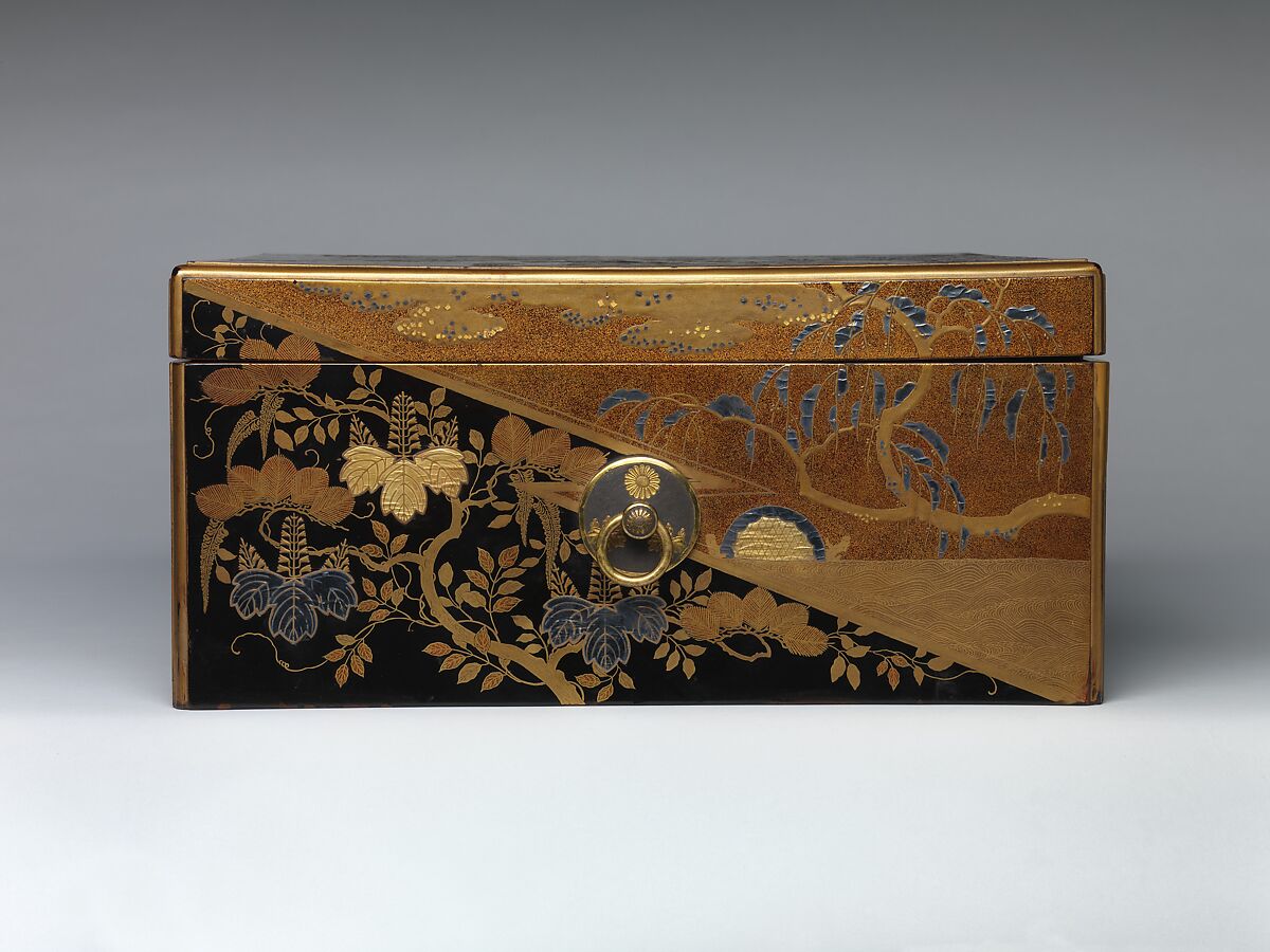Stationery Box in Kōdaiji style, Gold- and silver-foil inlay, gold maki-e, on lacquered wood, Japan
