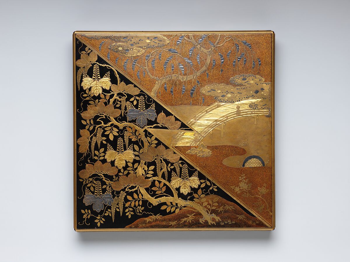 Stationery Box in Kōdaiji style, Gold- and silver-foil inlay, gold maki-e, on lacquered wood, Japan