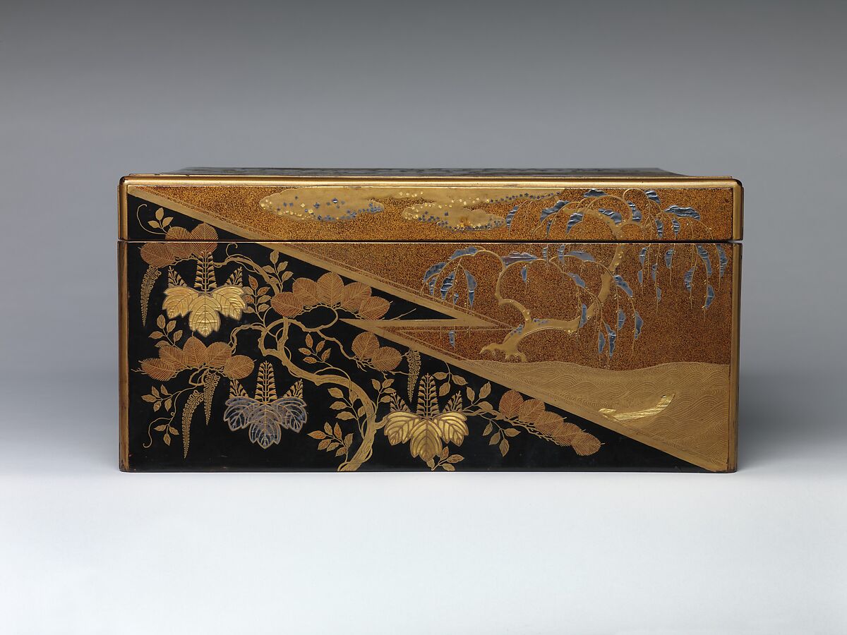 Stationery Box in Kōdaiji style, Gold- and silver-foil inlay, gold maki-e, on lacquered wood, Japan