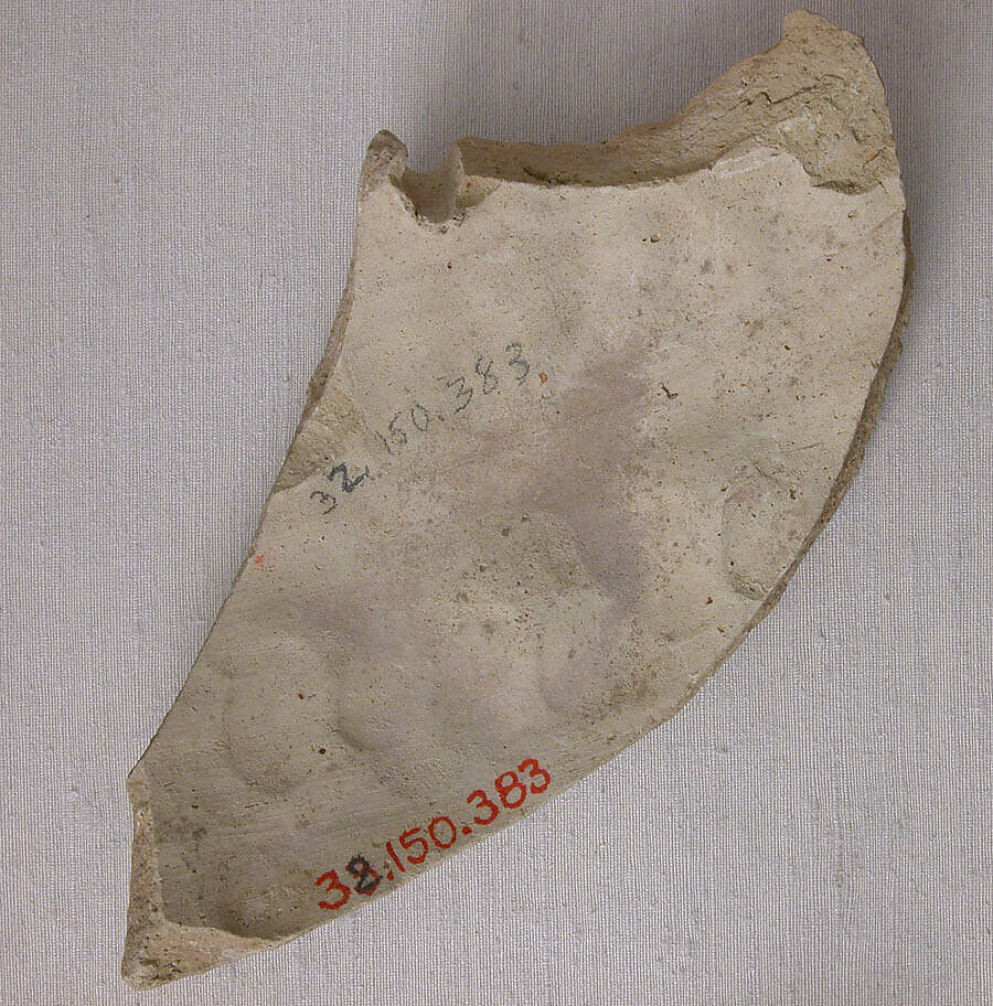 Fragment with Stamped Leaves and Rosettes, Earthenware; molded and stamped