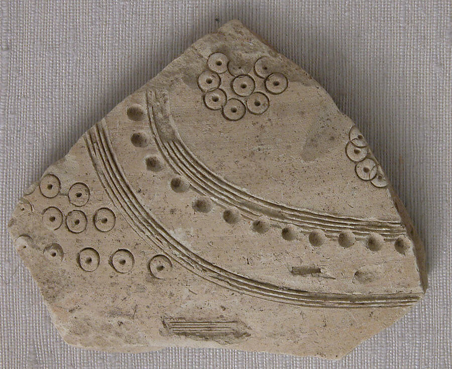 Fragment, Earthenware; incised and stamped 