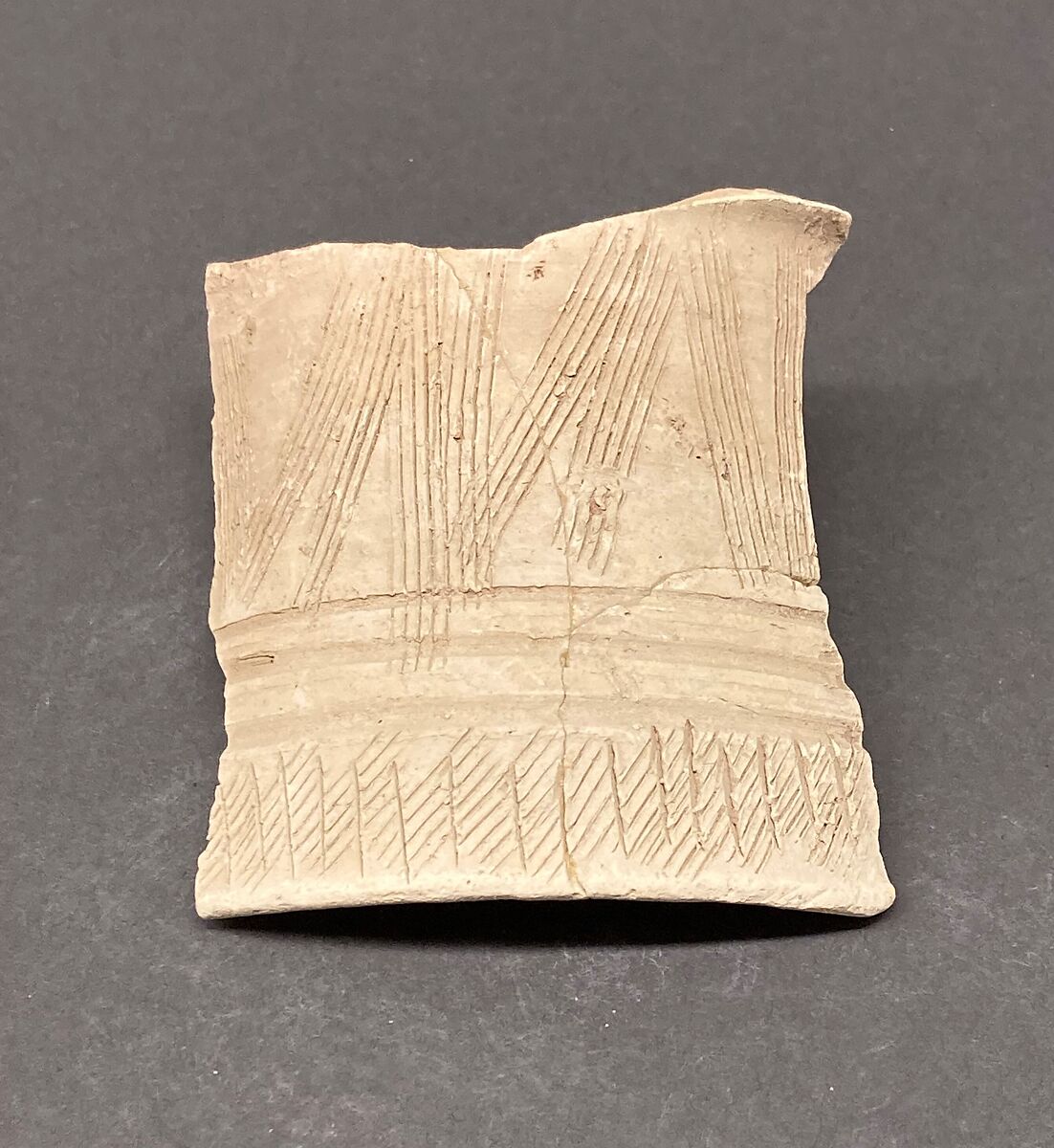 Ceramic Fragment, Earthenware; incised
