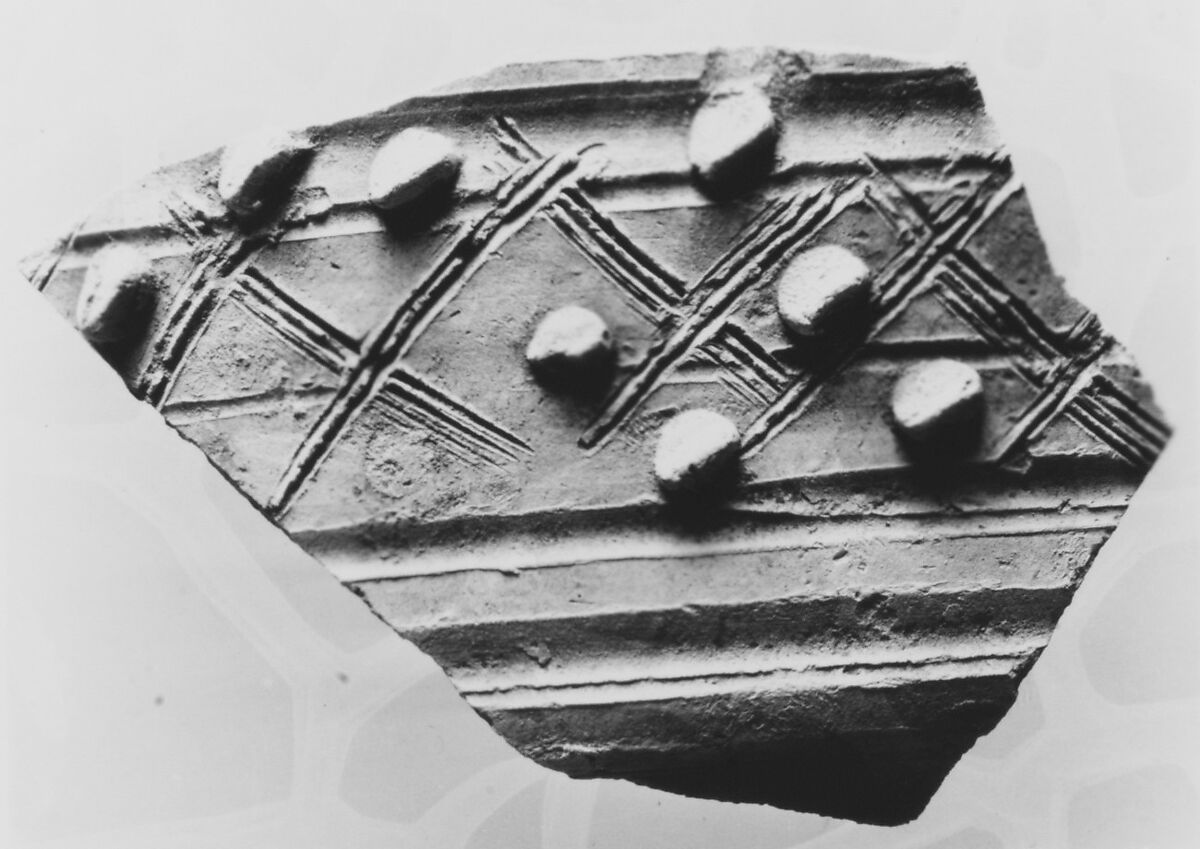 Ceramic Fragment, Earthenware; incised and applied decoration
