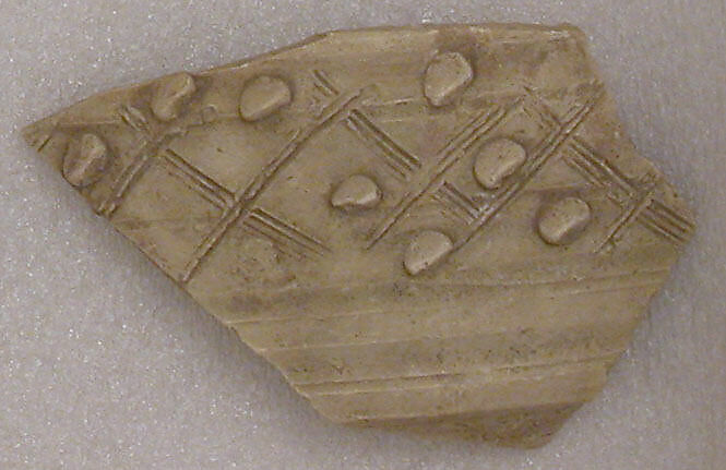 Fragment, Earthenware; incised and applied decoration 