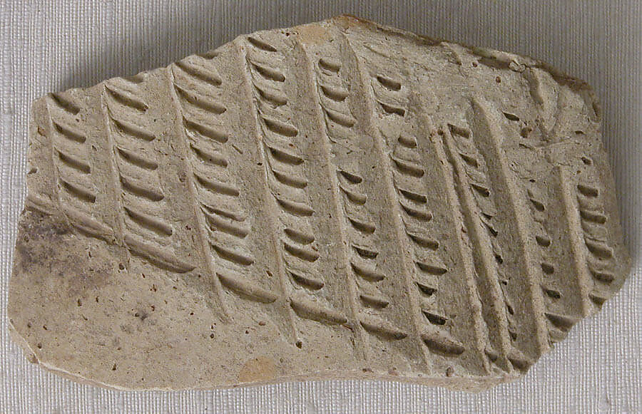 Fragment, Earthenware; stamped and molded 