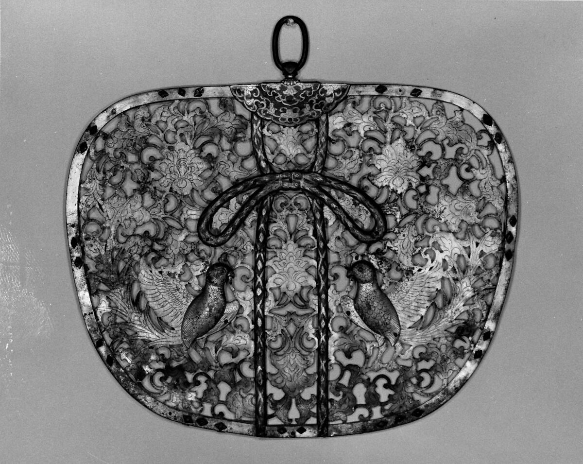 Keman (Decorative Pendant Disk), Gilt bronze and silver, Japan 
