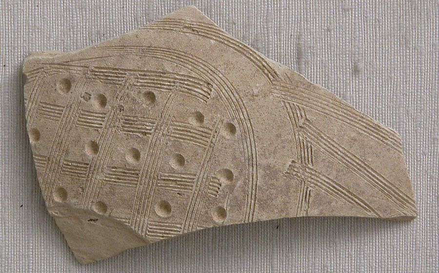 Fragment, Earthenware; incised and stamped 