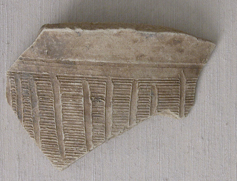 Fragment, Earthenware; incised and molded 