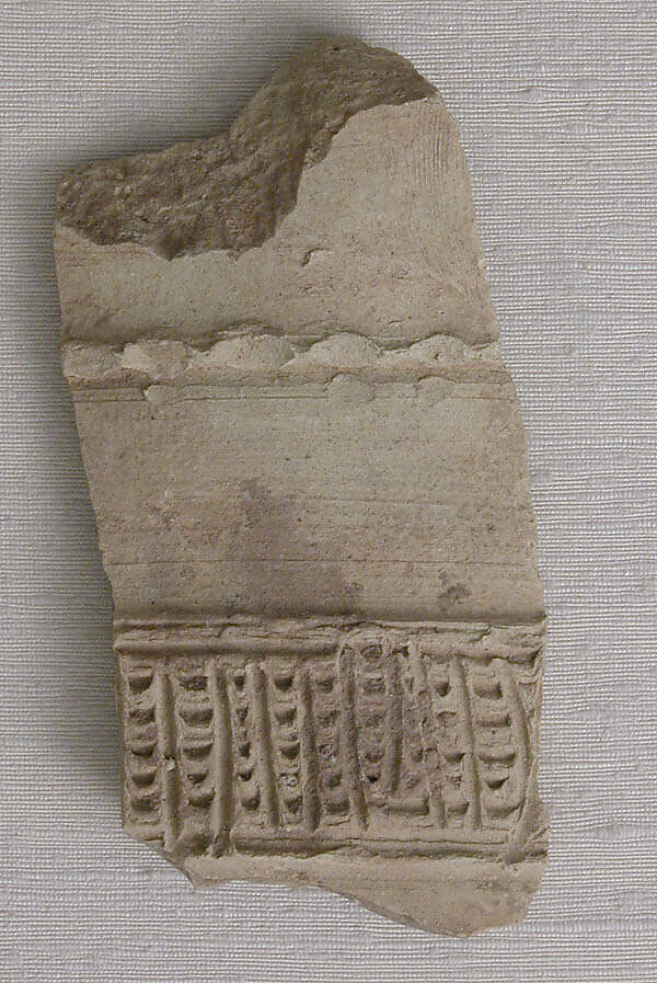 Fragment, Earthenware; molded and incised 