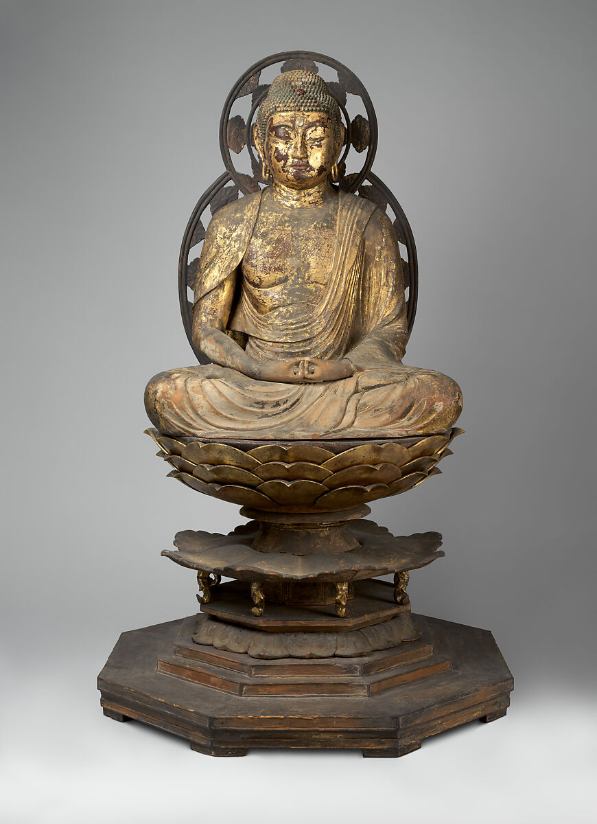 Amida, the Buddha of Limitless Light, Wood with lacquer, gold leaf, and color, Japan