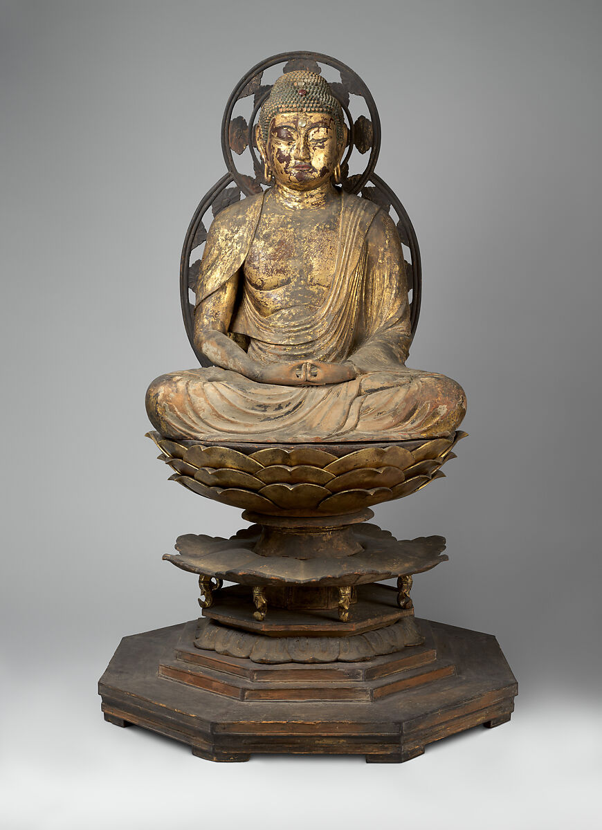 Amida, the Buddha of Limitless Light, Wood with lacquer, gold leaf, and color, Japan 