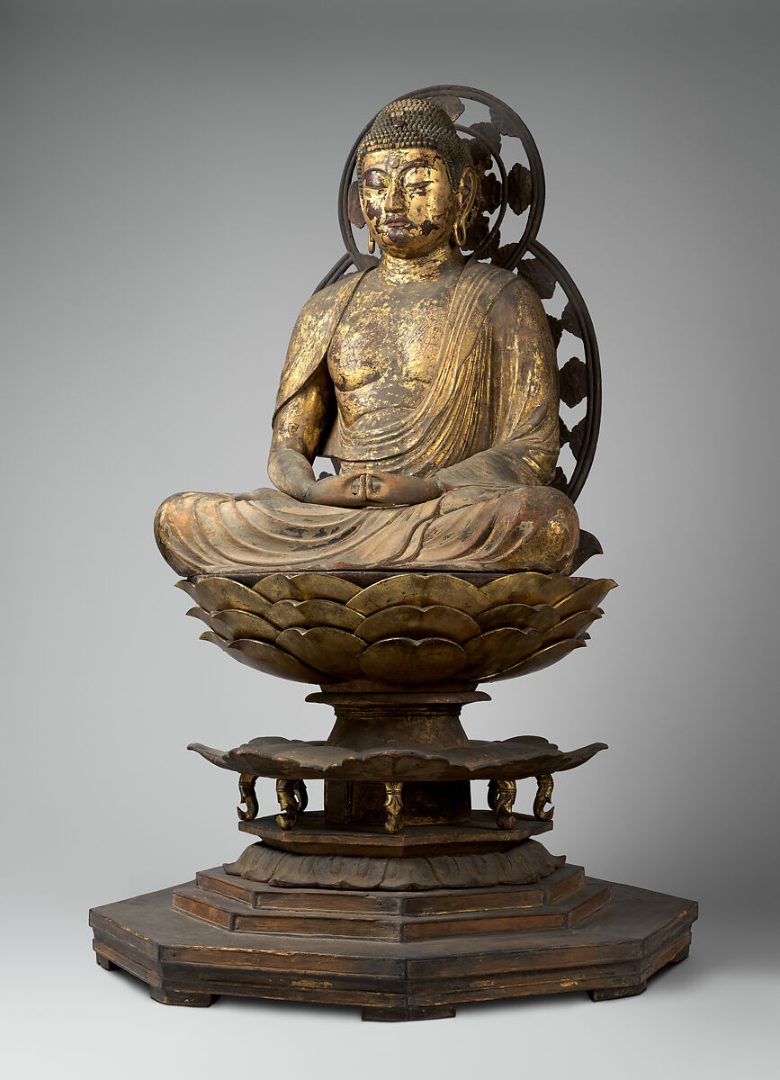 Amida, the Buddha of Limitless Light, Wood with lacquer, gold leaf, and color, Japan