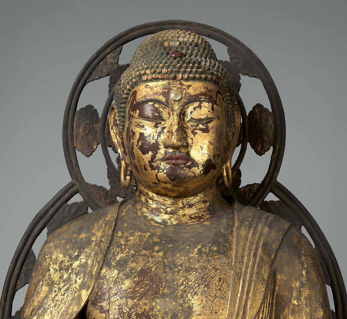 Amida, the Buddha of Limitless Light, Wood with lacquer, gold leaf, and color, Japan