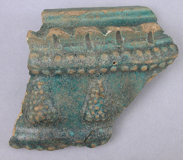 Fragment of a Closed Vessel, Earthenware; glazed, applied, and incised 